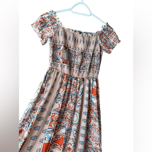 Women’s Boho Small Off-Shoulder Dress - Picture 12 of 16